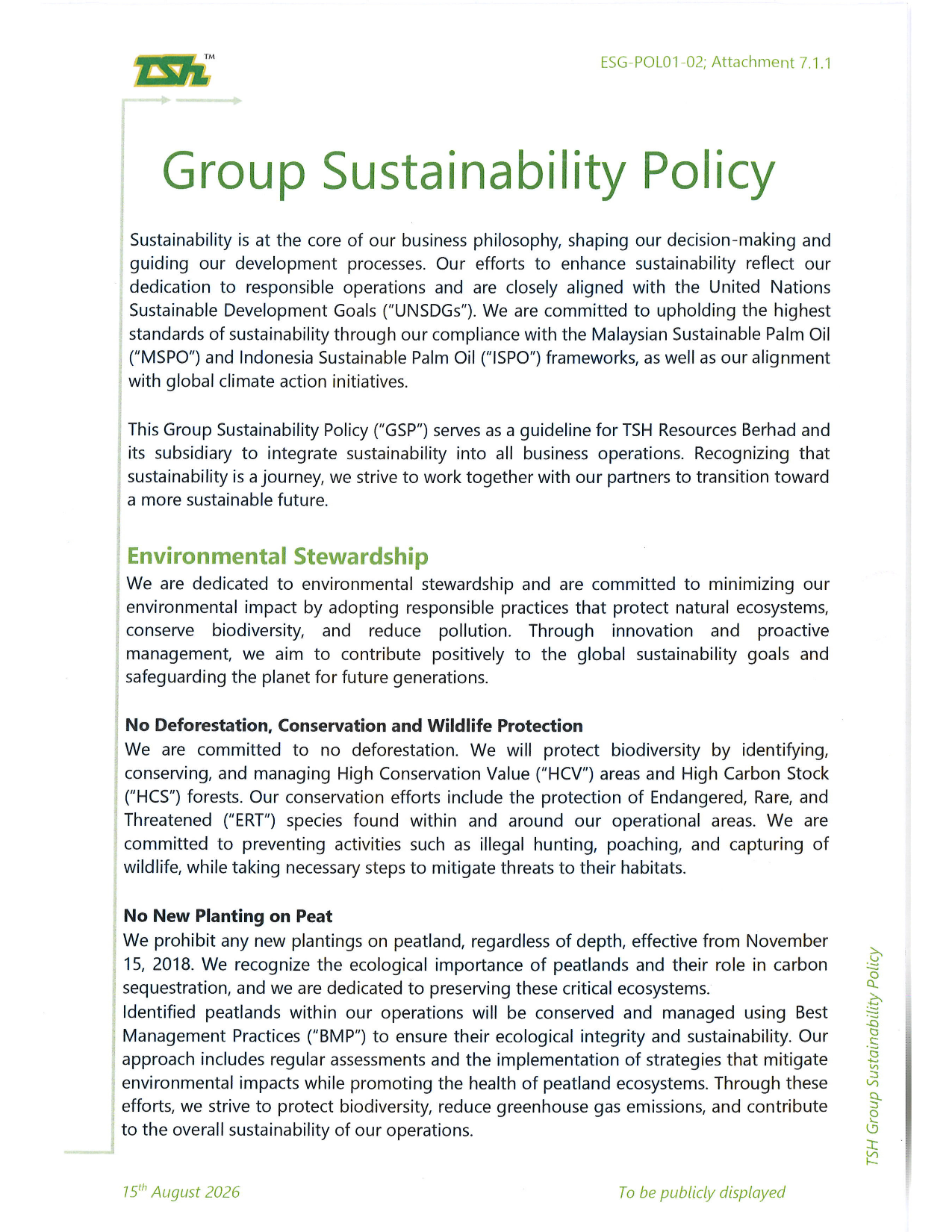 Group Sustainability Policy